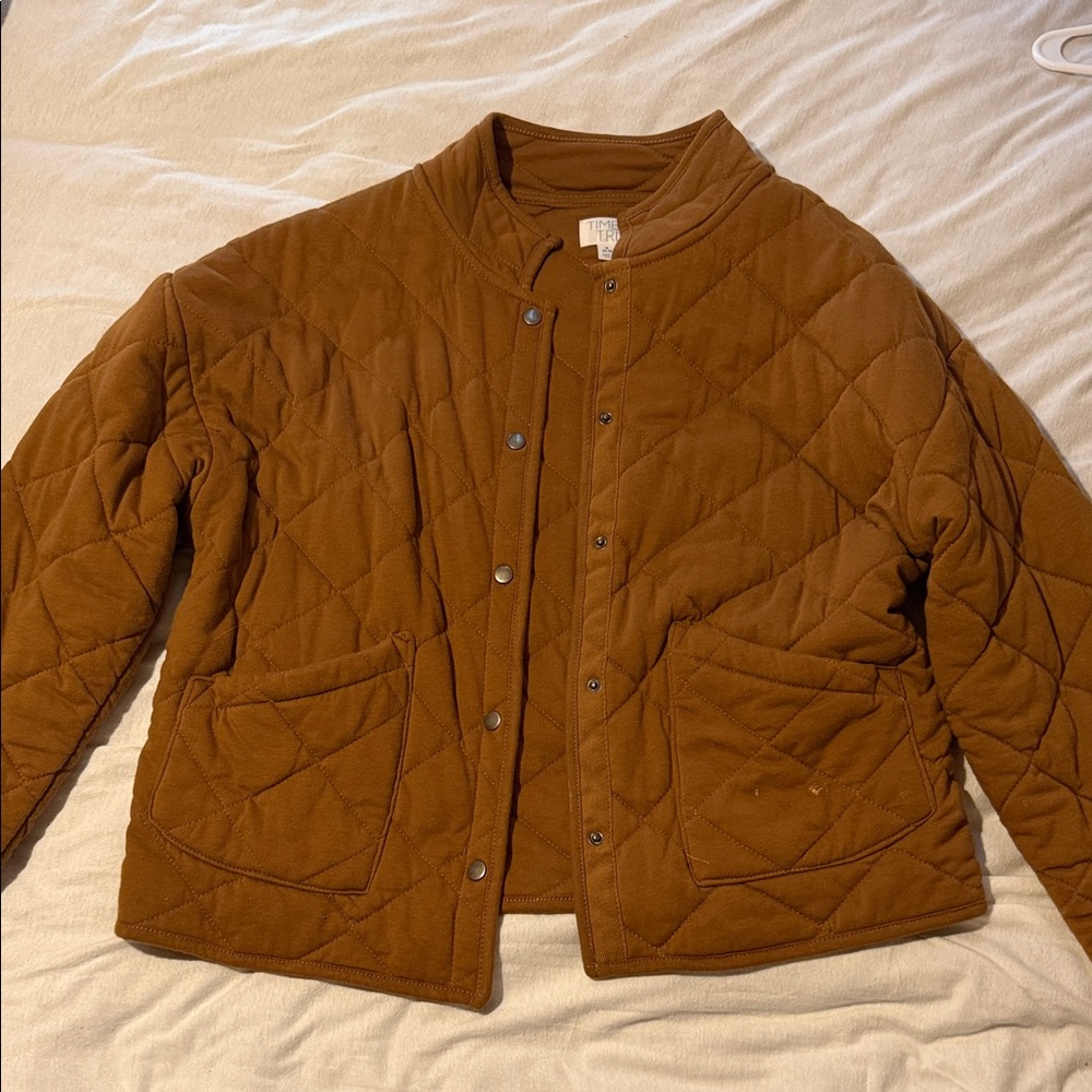 Time and Tru Tan Quilted Jacket